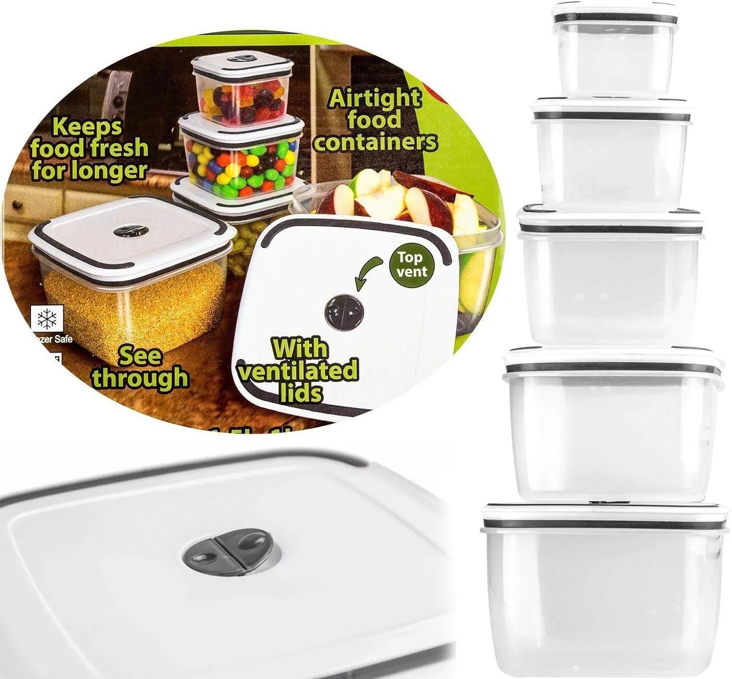 10 Pack Food Storage Container Set with Lids