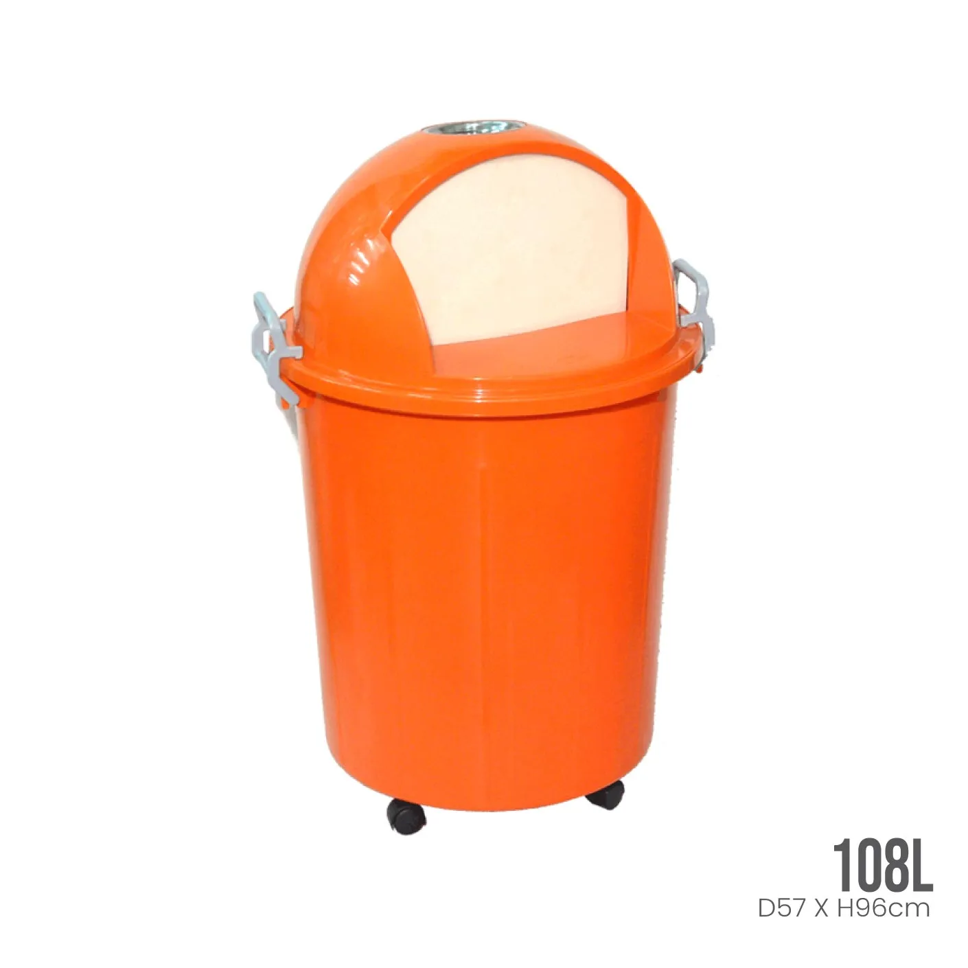 108L RECYCLE BIN W/PUSH COVER & WHEELS (2500)