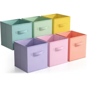 11 Inch Fabric Storage Cubes - Sturdy Collapsible Storage Bins & Handle - 6 Fold