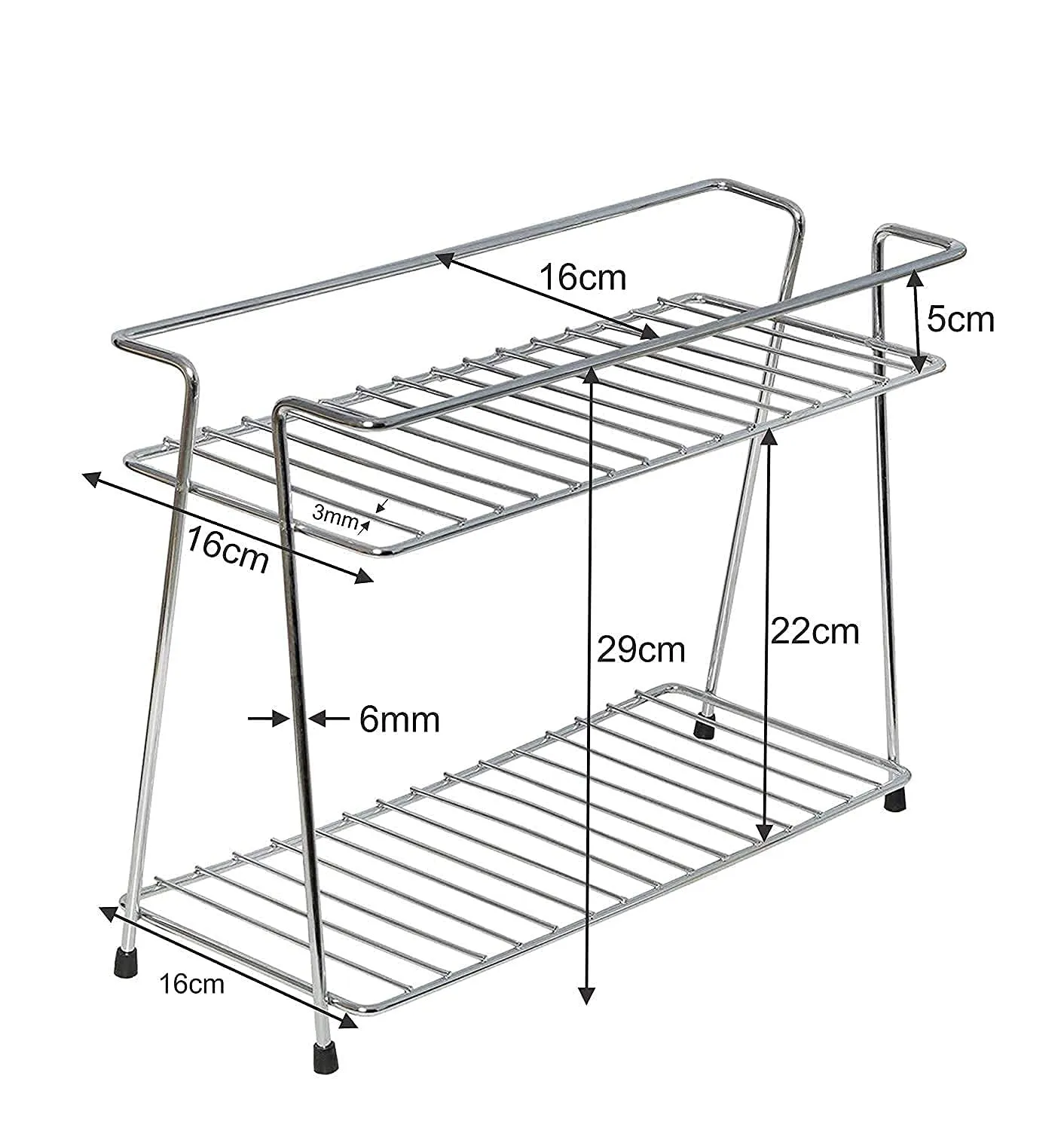 12FOR COLLECTION Stainless Steel Spice 2-Tier Container Organiser/Basket for Boxes Utensils Dishes Plates for Home (Multipurpose Kitchen Storage Shelf Shelves Holder Stand Rack, Corner Shelf)