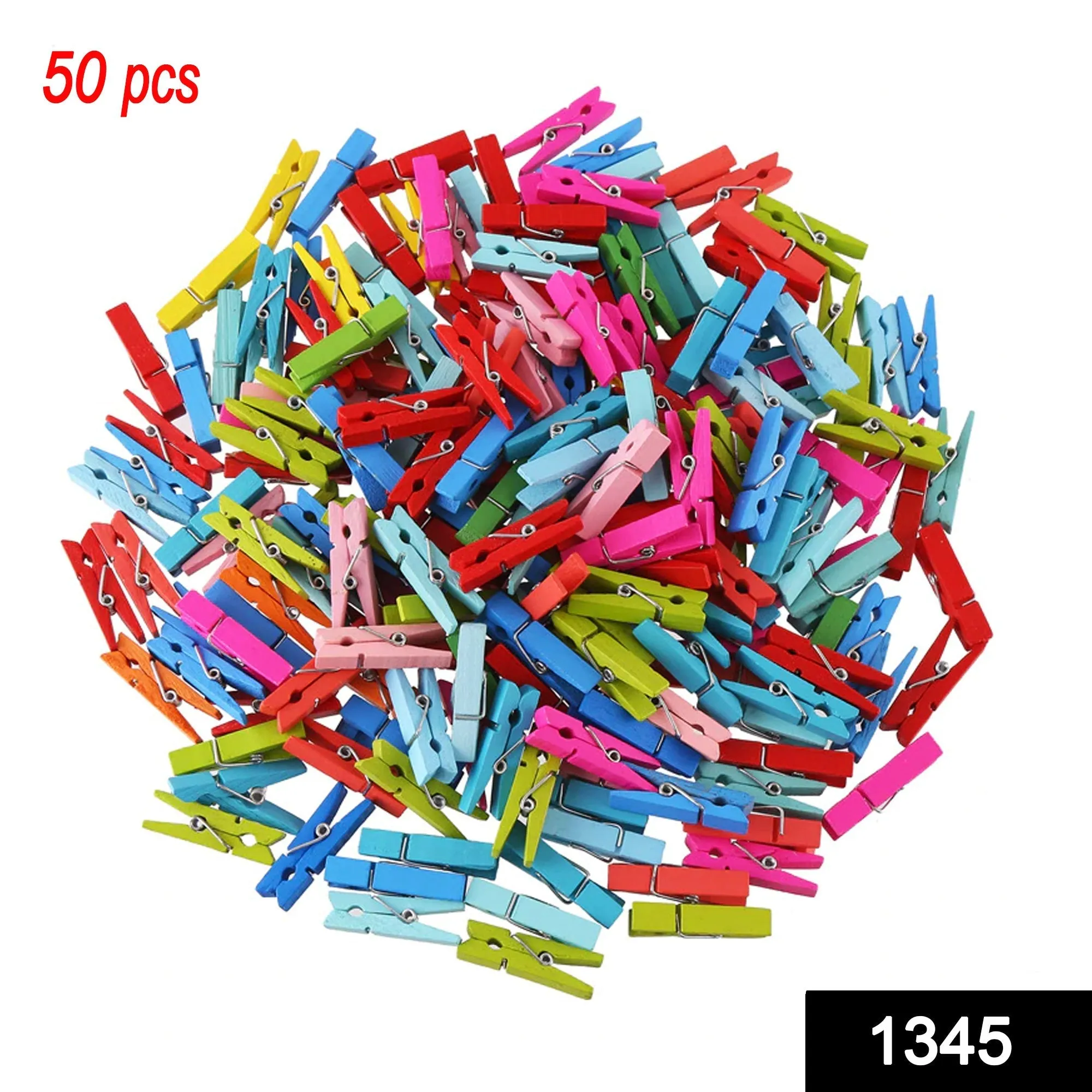 1345 Multipurpose Wooden Clips  / Cloth Pegs (Small, 50 Pcs)