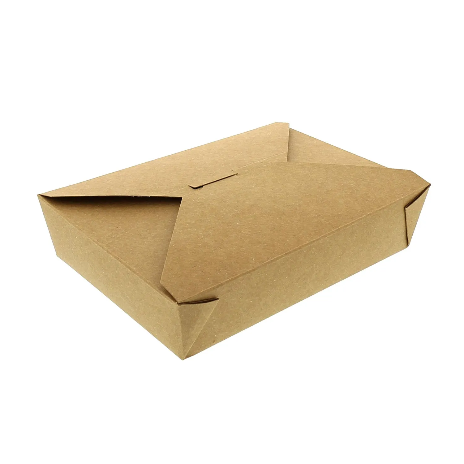 #2 Kraft 7-3/4" x 5.5" x 1-7/8" Folded Takeout Boxes, Case of 200