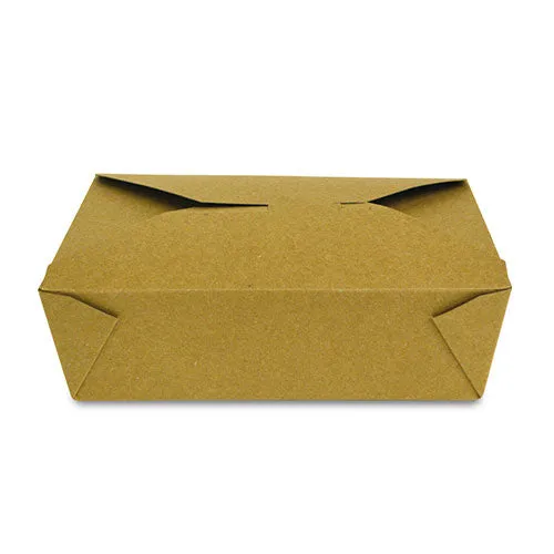 #2 Kraft 7-3/4" x 5.5" x 1-7/8" Folded Takeout Boxes, Case of 200