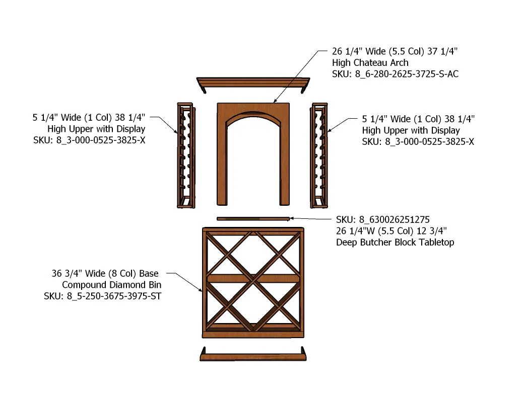 3 Foot Wine Cellar - 128 Bottle Capacity