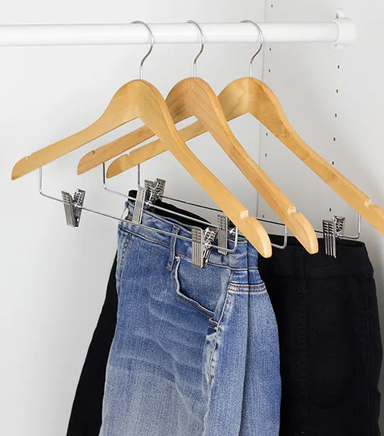 3-Piece Wood Hangers with Clips