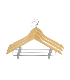 3-Piece Wood Hangers with Clips