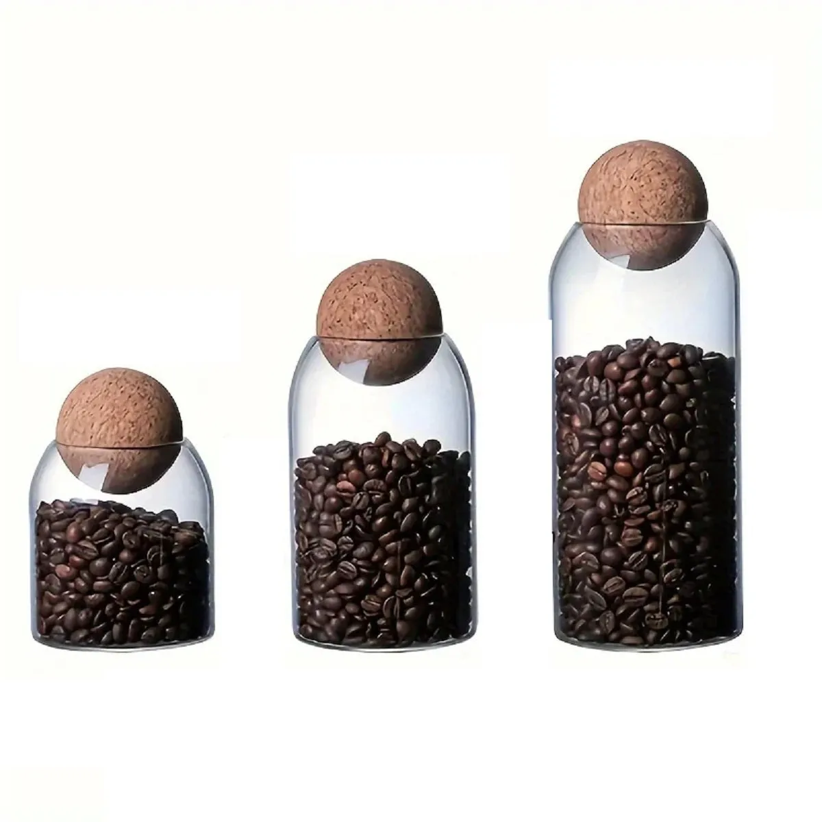 3Pcs/set Glass Storage Jar with Ball Cork Lid