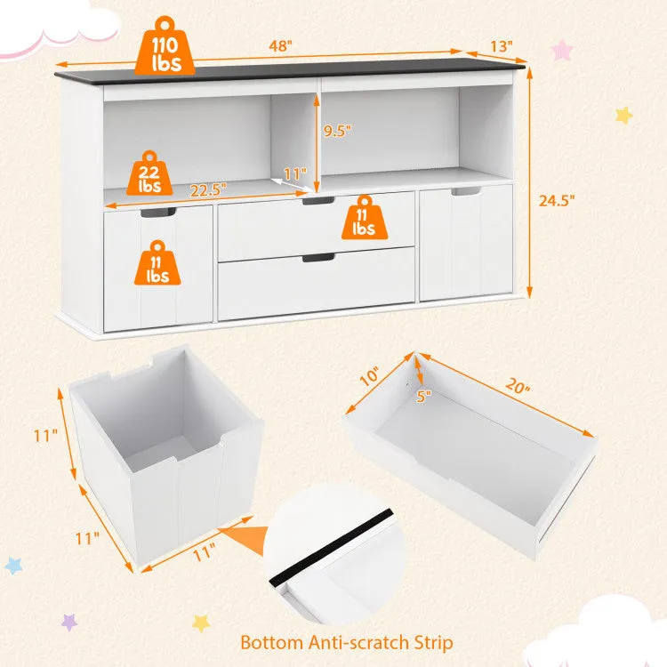 4-Drawer Kids Toy Storage Organizer with 2 Shelves