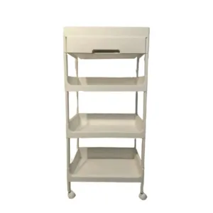 4-Tier Plastic Kitchen Trolley With Wheels