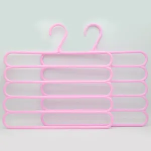 5 Layer Anti Slip Hangers 2 Piece Set - Pink