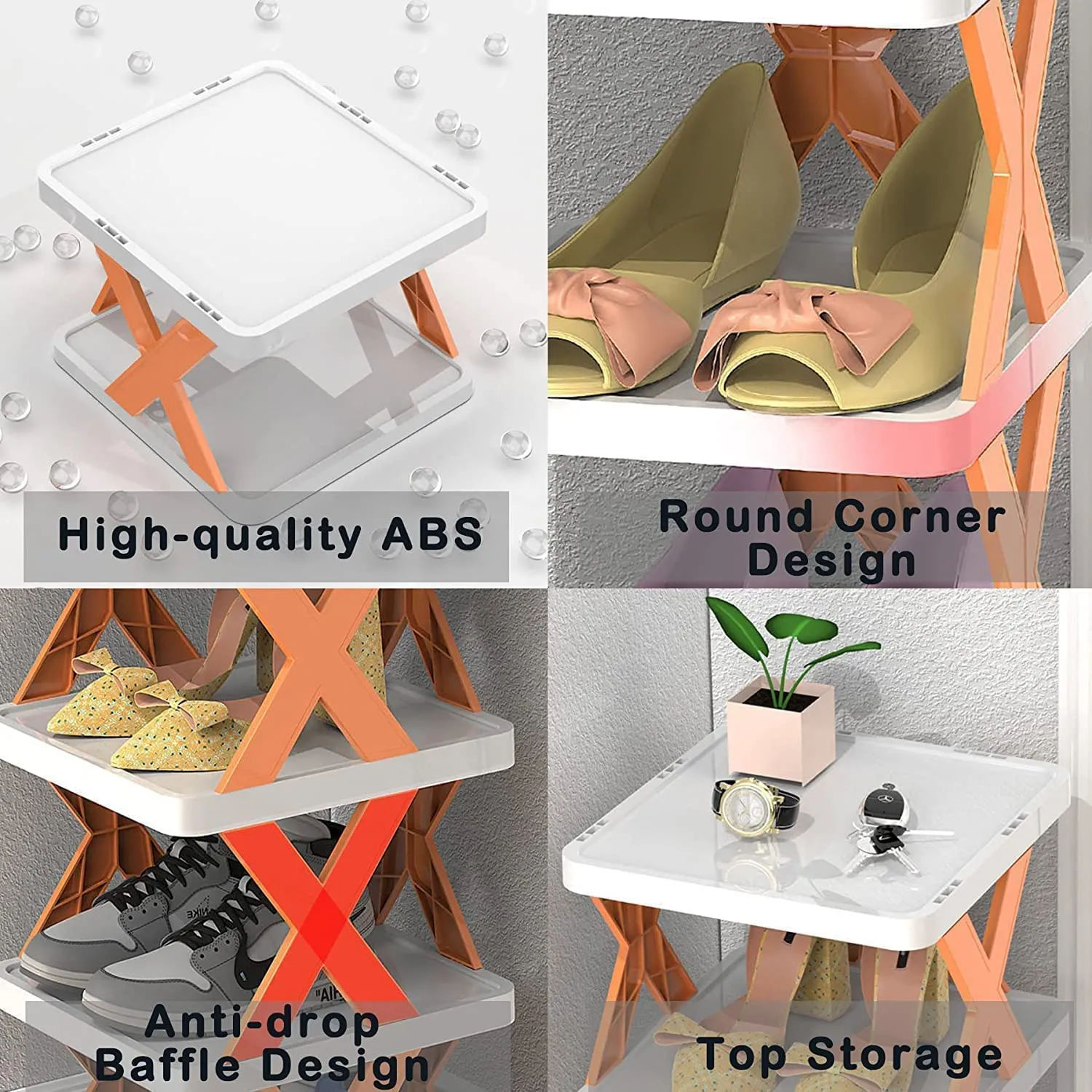 5 Layer Shoes Stand, Shoe Tower Rack Suit for Small Spaces, Closet, Small Entryway, Easy Assembly and Stable in Structure, Corner Storage Cabinet for Saving Space