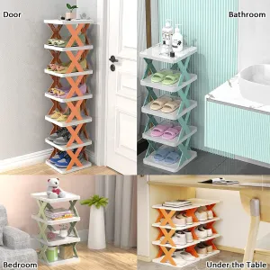 5 Layer Shoes Stand, Shoe Tower Rack Suit for Small Spaces, Closet, Small Entryway, Easy Assembly and Stable in Structure, Corner Storage Cabinet for Saving Space