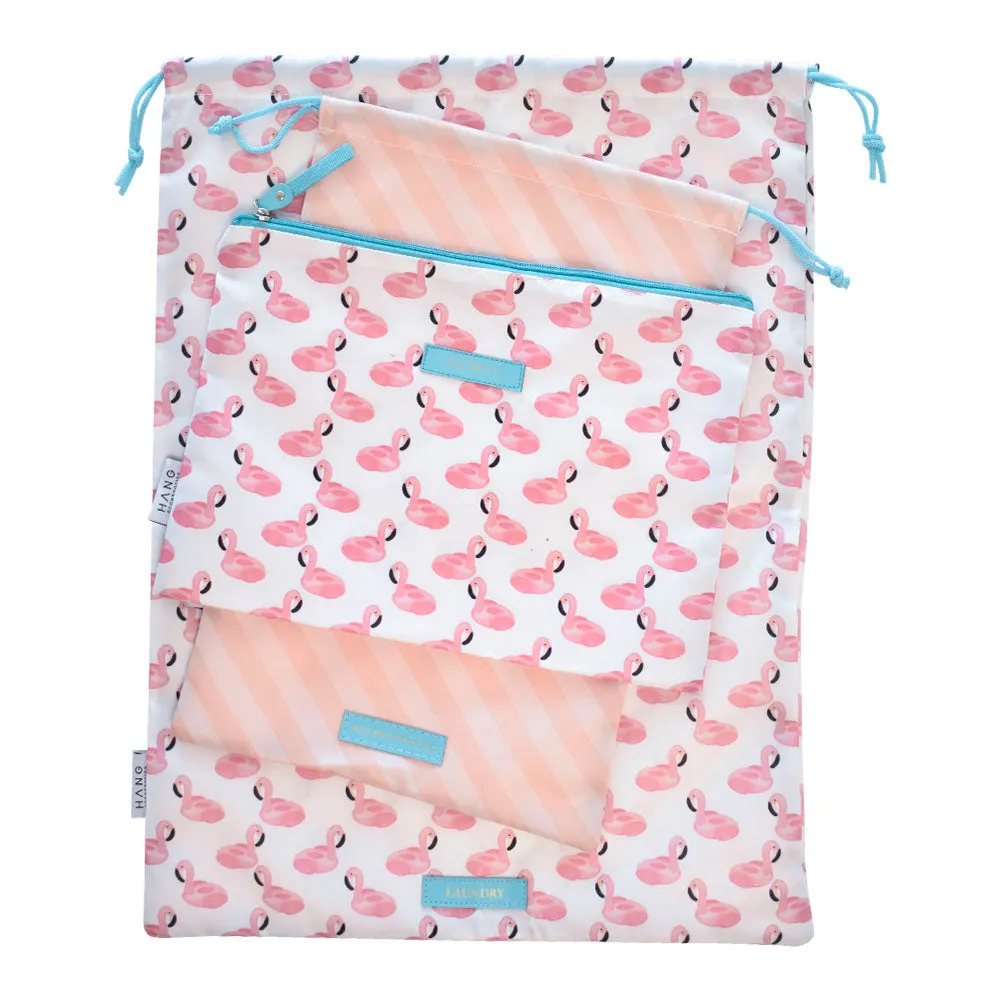 6 Piece Packing Cube & Bag Set Flamingo