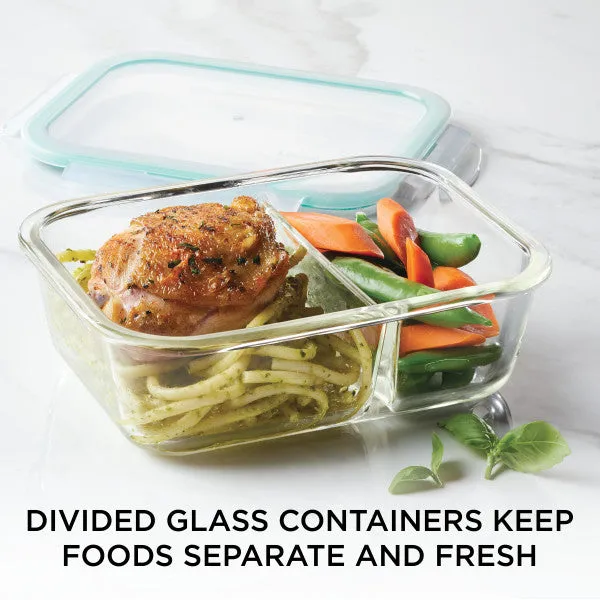 Airtight-Leakproof Divided Borosilicate Glass Food Storage 24-Ounce