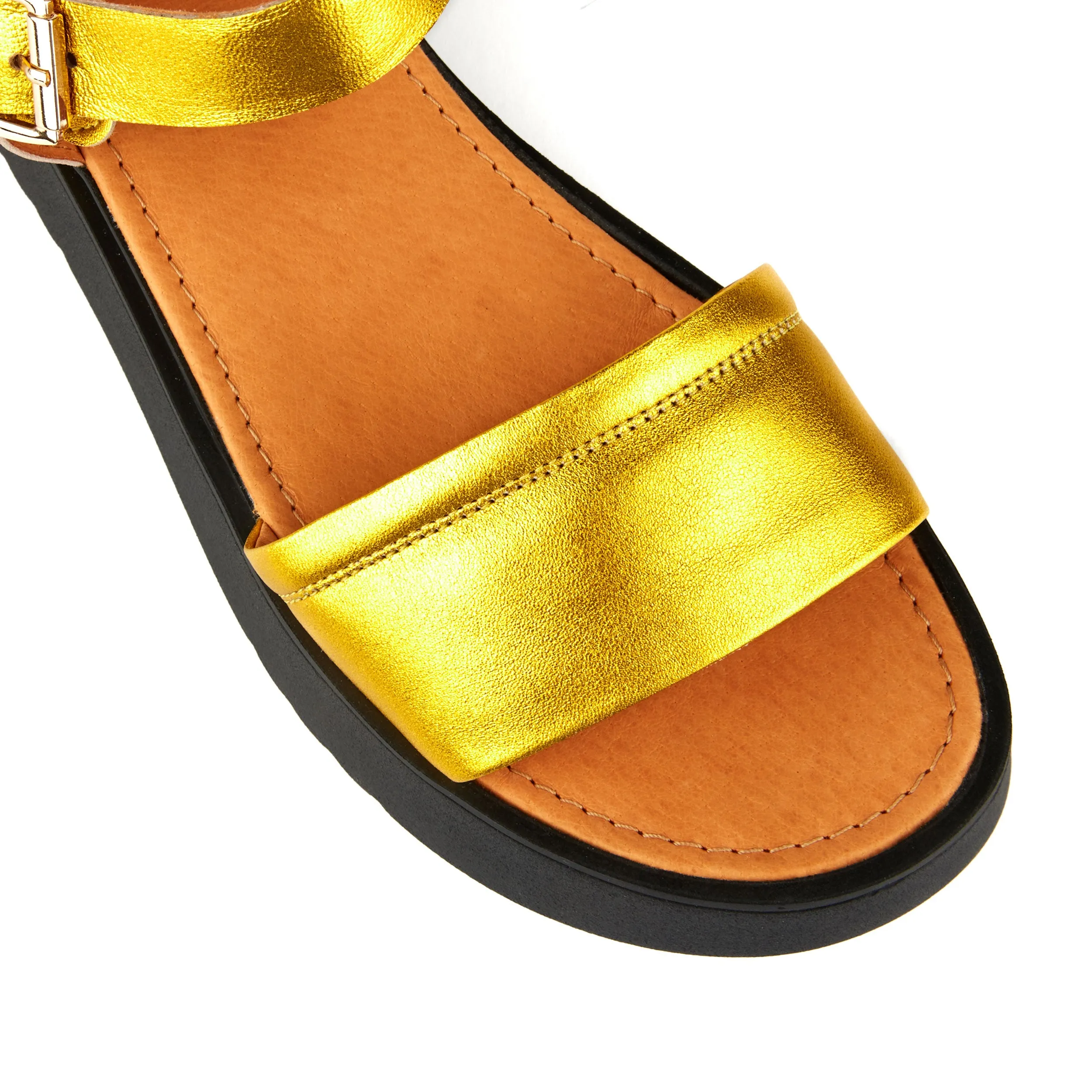 Amalfi - Gold - Women's flatform strappy leather chunky sandal