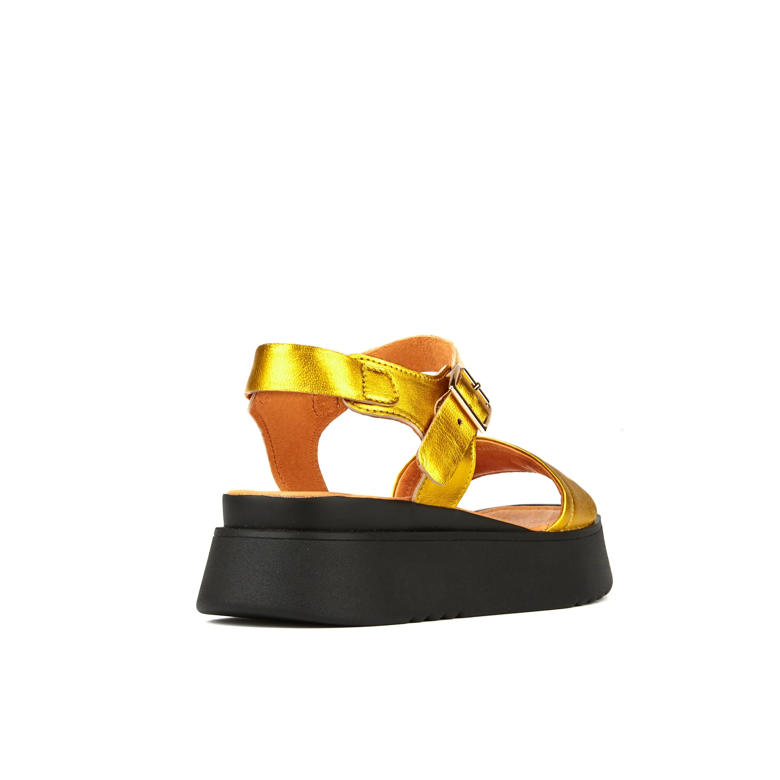 Amalfi - Gold - Women's flatform strappy leather chunky sandal