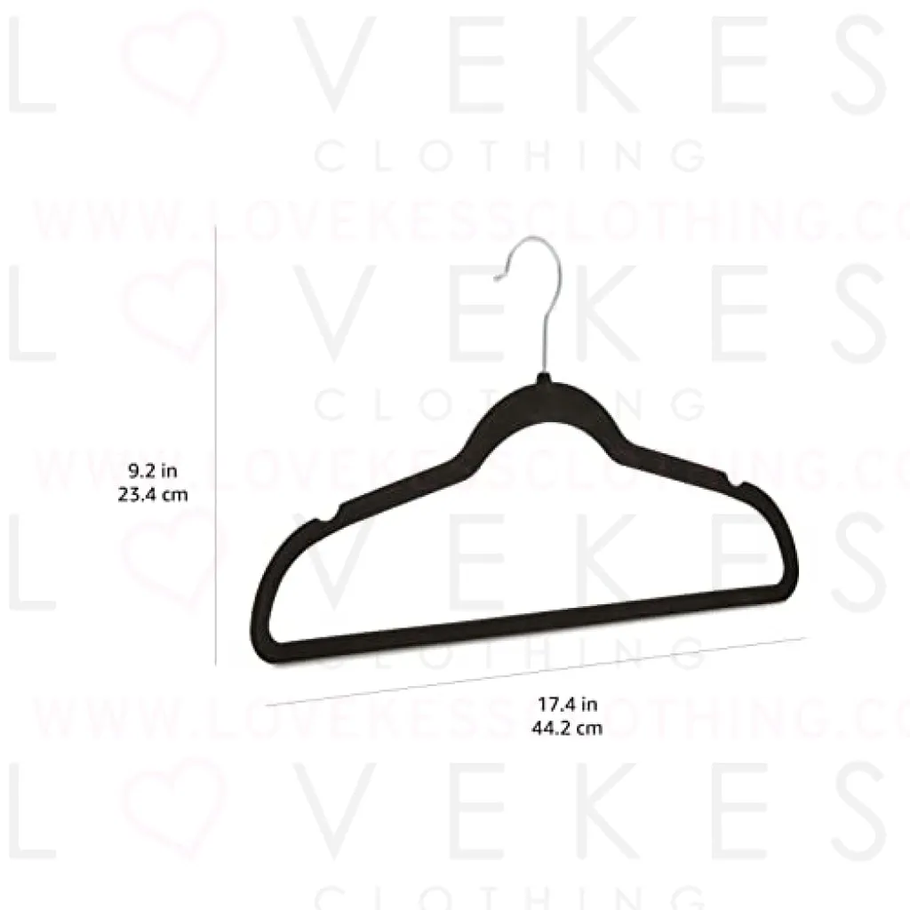 Amazon Basics Slim, Velvet, Non-Slip Suit Clothes Hangers, Black/Silver - Pack of 50