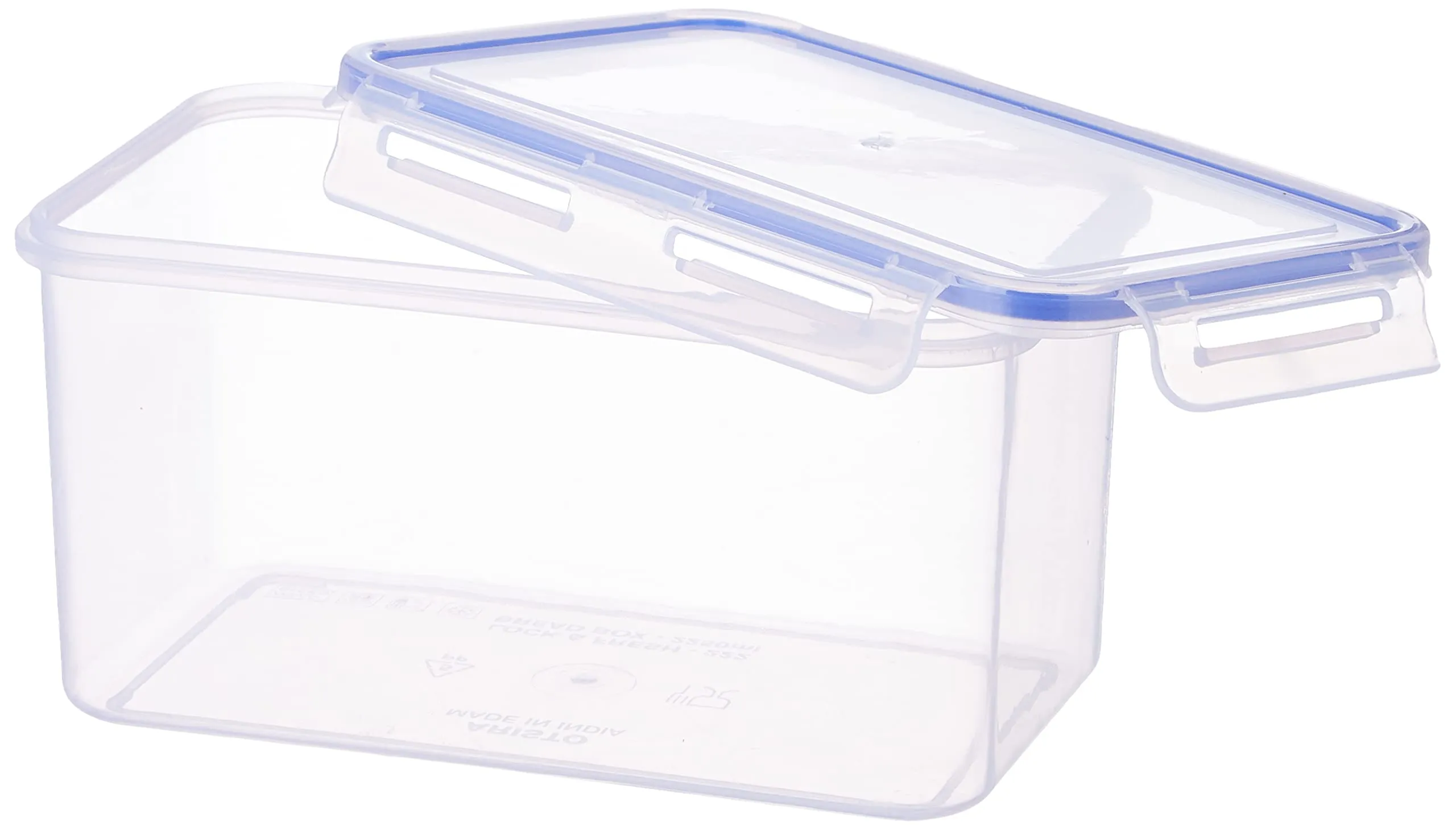 Aristo Lock & Fresh 222 Plastic Storage Container - 2250 ML, Transparent Clear, large (LOCK&FRESH222) (22.5 x 13.5 x 12cm)