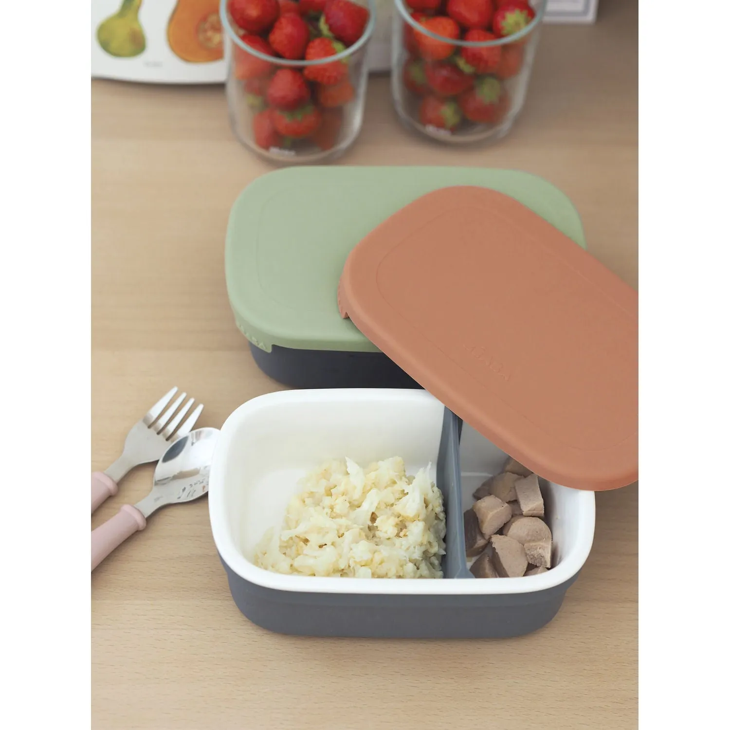 Beaba Ceramic Lunch Box - Mineral / Terracotta