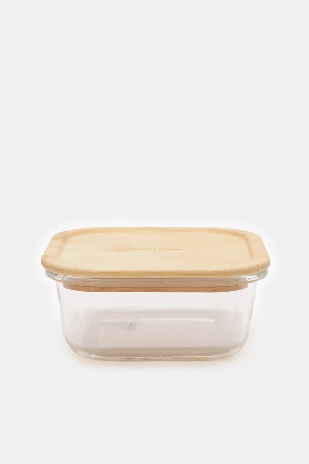 Beige Square Food Storage With Bamboo Lid (520ml)