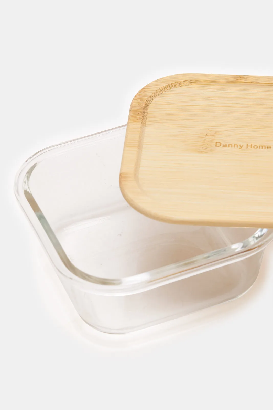 Beige Square Food Storage With Bamboo Lid (520ml)