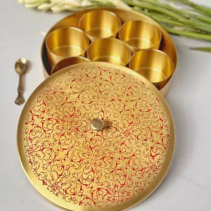 Brass Spice Box | 8 Inch | Gulabari Theme