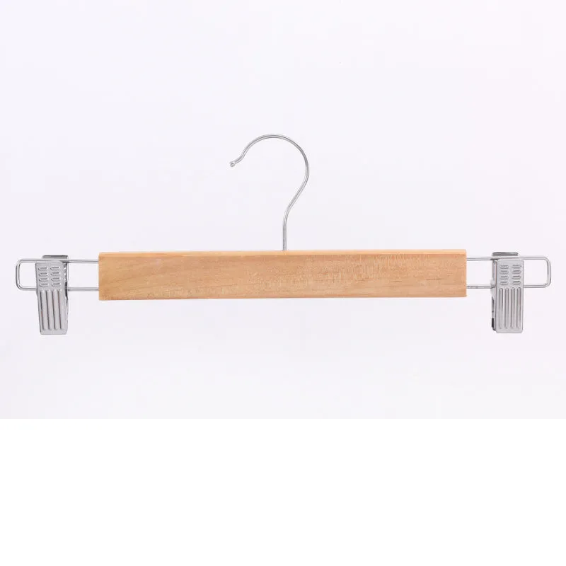 [Bundle Of 10] Sweet Home Premium Wooden Trousers Hanger Socks Clip Stainless Steel Hook Non-Slip Clothes Pegs