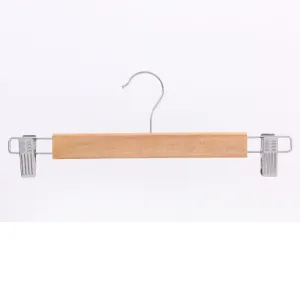 [Bundle Of 10] Sweet Home Premium Wooden Trousers Hanger Socks Clip Stainless Steel Hook Non-Slip Clothes Pegs