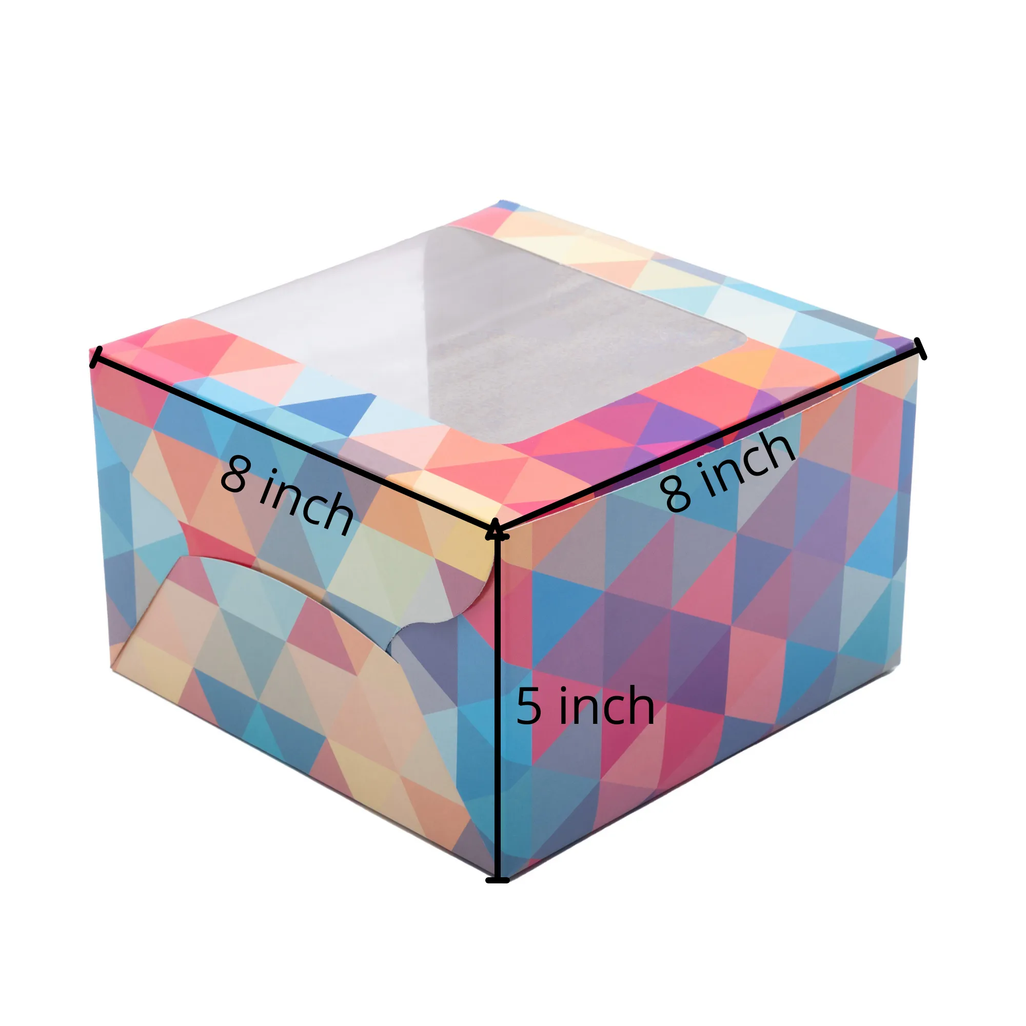 Cake Box With L-Shaped Window | Polygon Design | Pack of 25