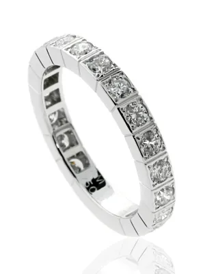 Cartier Lanieres Full Diamond Ring in 18k White Gold Sz 53