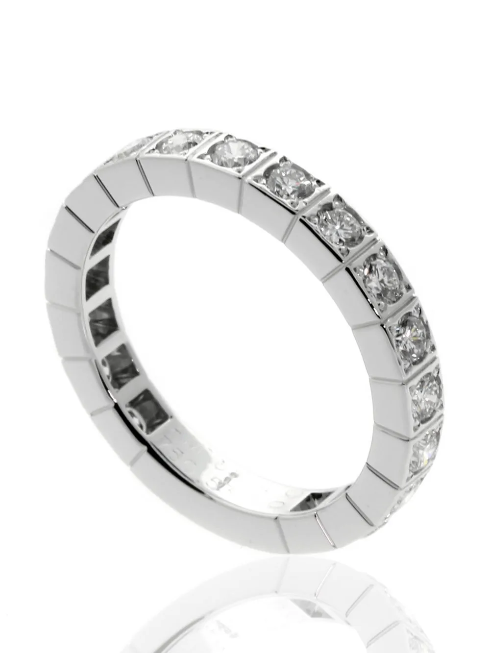 Cartier Lanieres Full Diamond Ring in 18k White Gold Sz 53