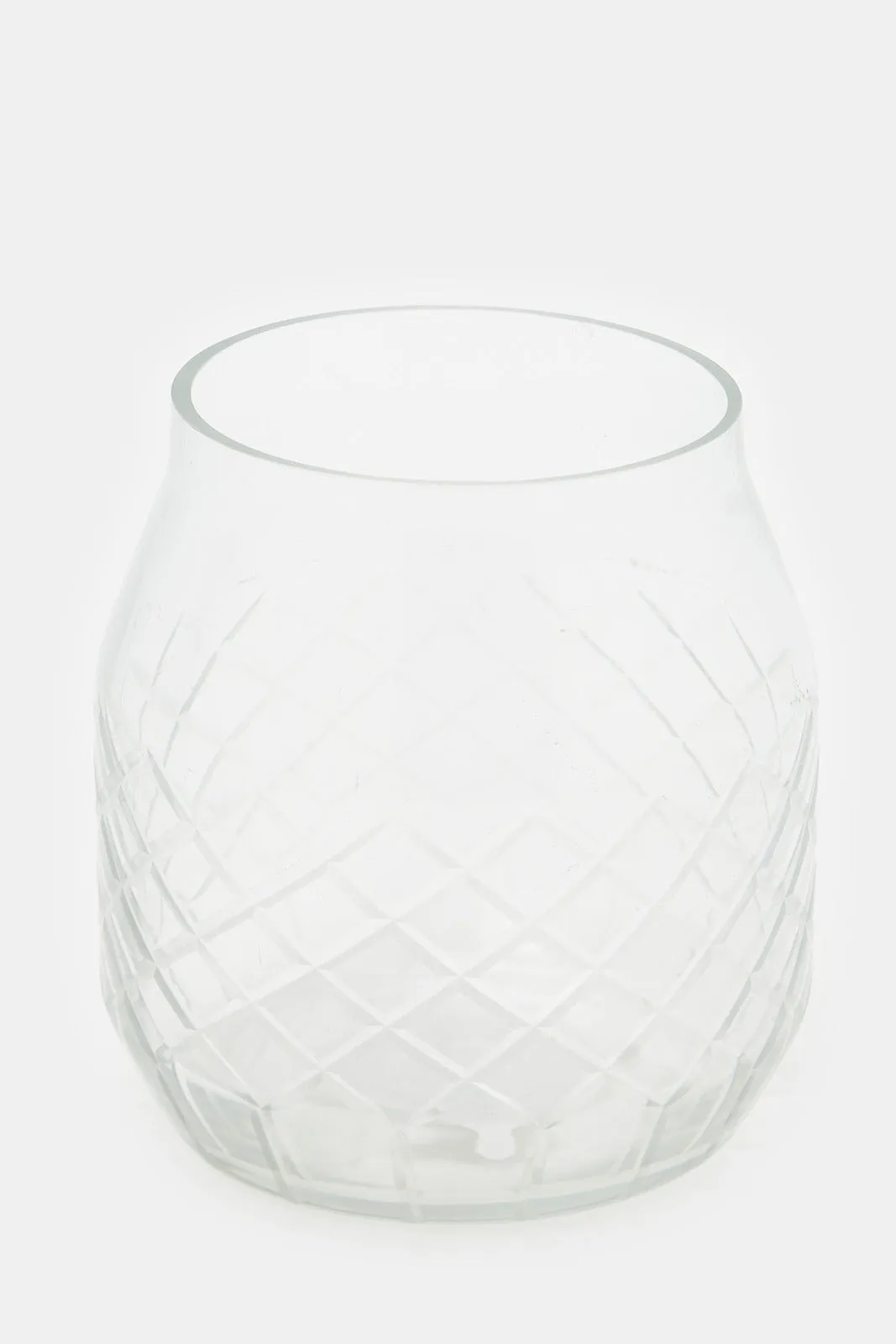 Clear Embossed Glass Cotton Jar