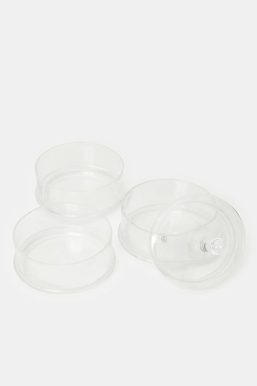 Clear Glass Partition Storage Jar With Lid (4 Piece)