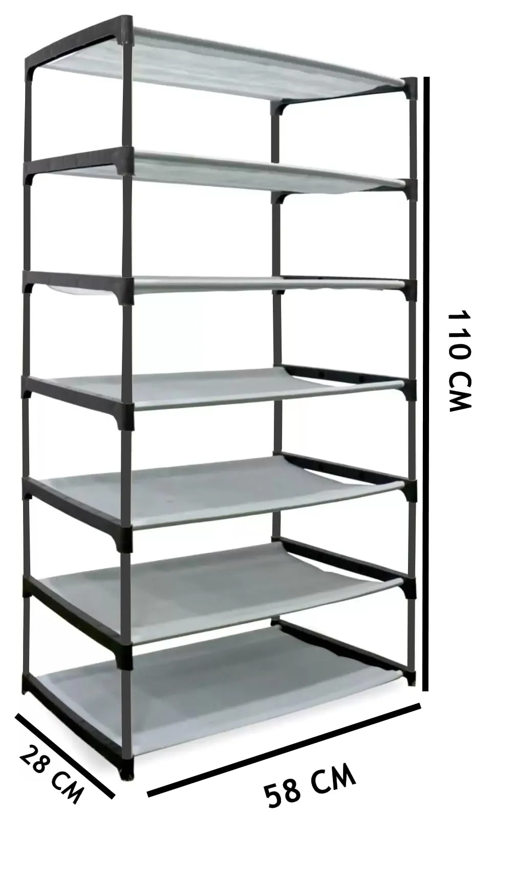 CMerchants Multipurpose Portable Space Saving/Rack Shelf Organizer 6 Layer Shoe Rack Organizer Stand (Grey), Metal, 300 Mm Depth