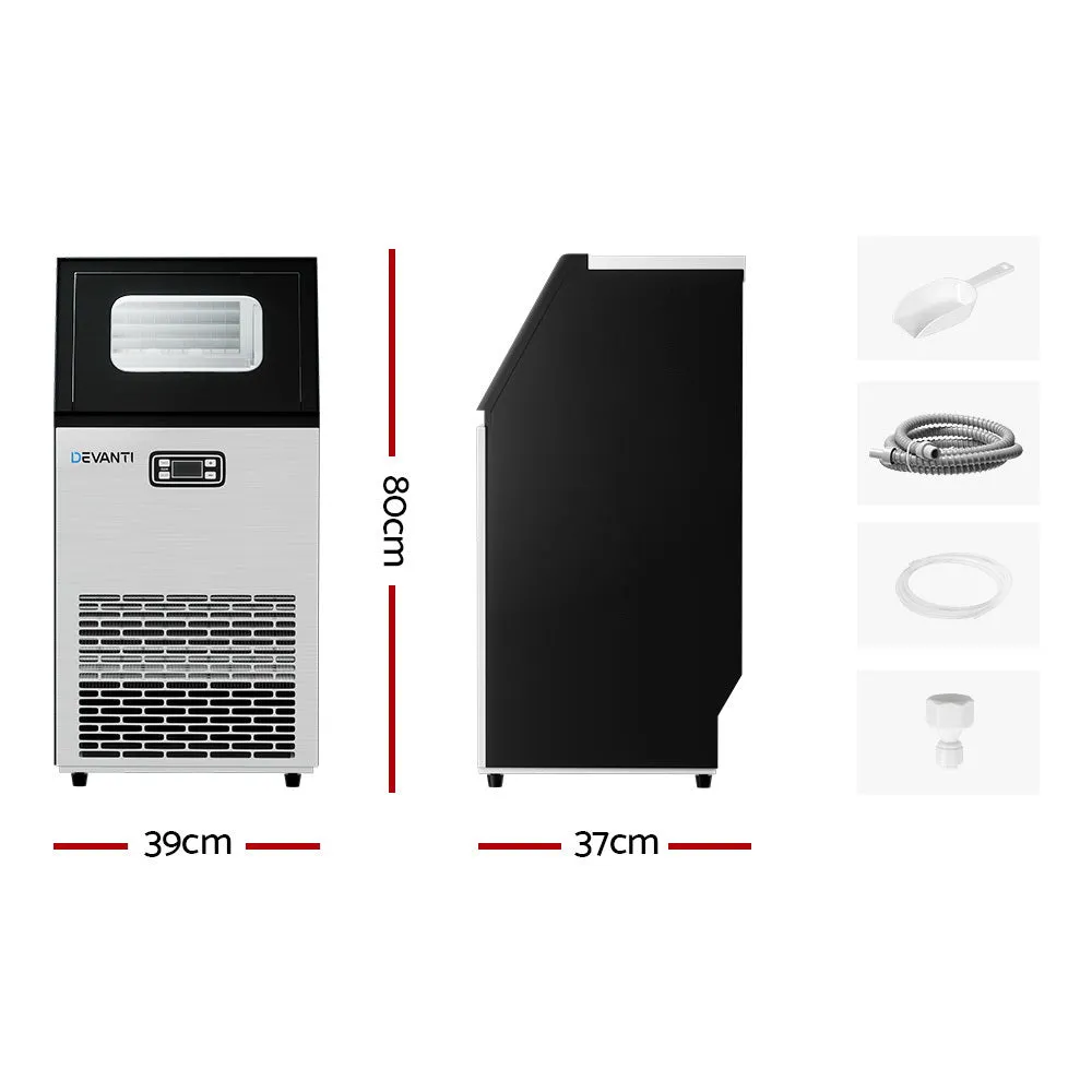 Commercial Ice Making Machine 45kg/24Hrs Ice Cube Maker Tray Bar Stainless Steel