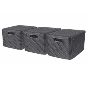 Curver Style Storage Boxes with Lid 3 pcs Size L Anthracite