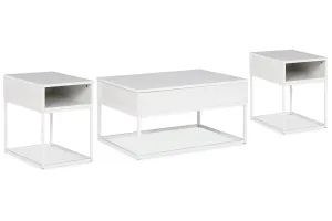 Deznee White Lift-top Coffee Table and 2 End Tables