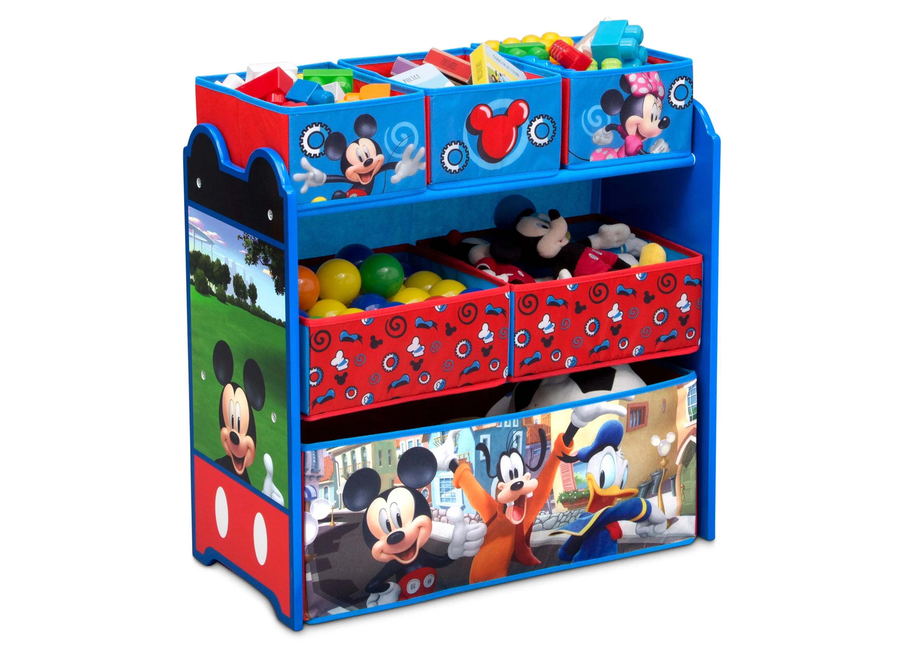 Disney Mickey Mouse 5-Piece Toddler Bedroom Set - Includes Toddler Sleep and Play Bed, Table with 2 Chairs and 6 Bin Design and Store Toy Organizer