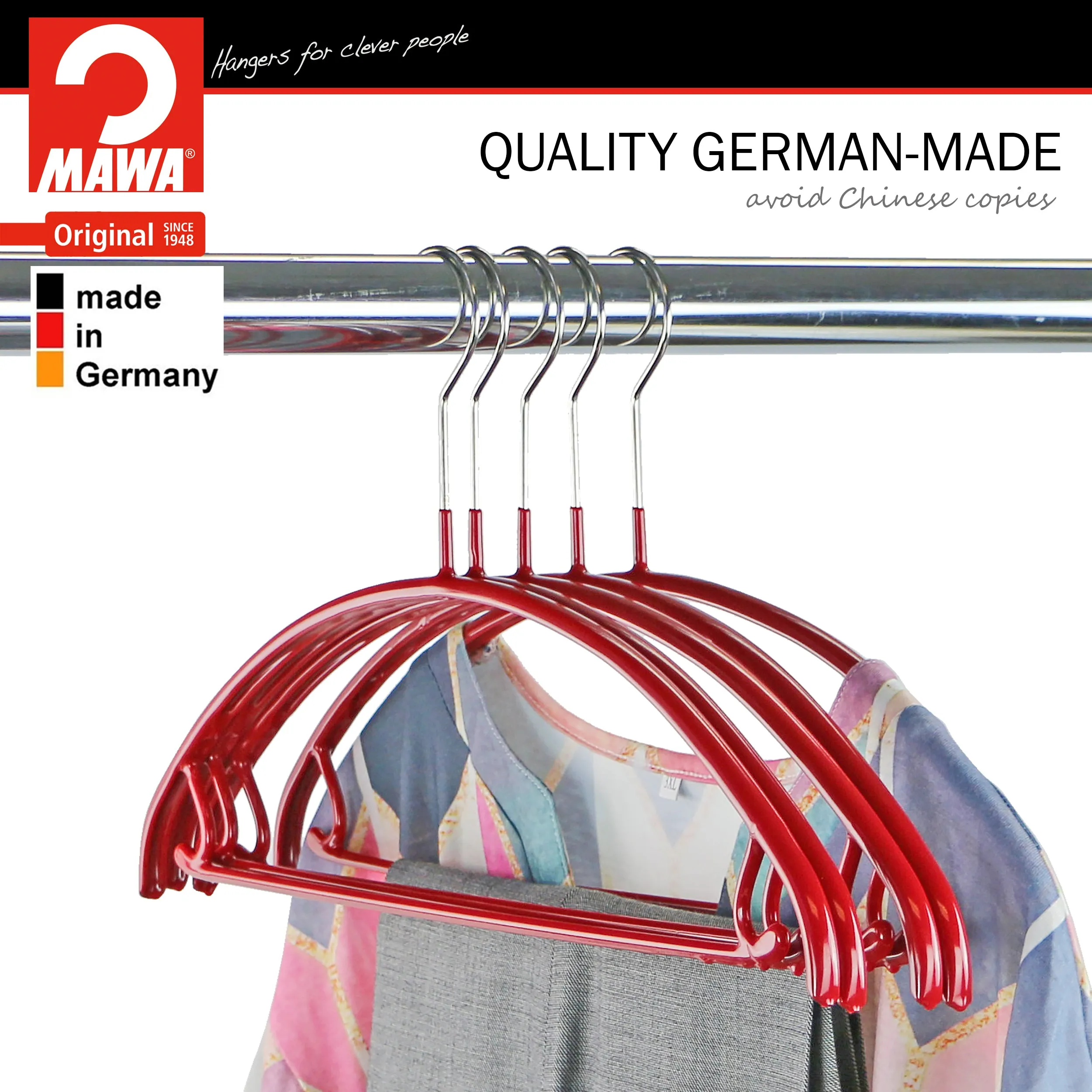 Euro Shirt, Sweater Hanger with Skirt Hooks, 42-U, New Red