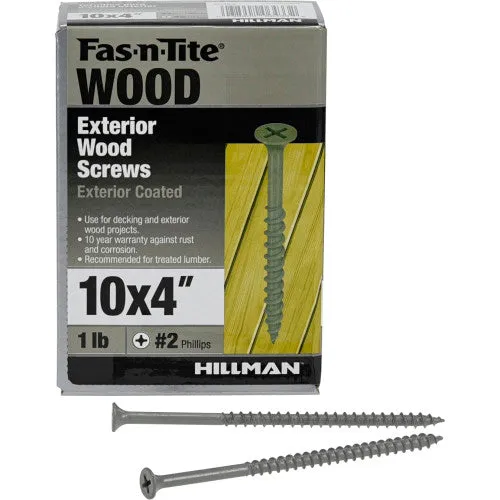 Fas-N-Tite Exterior Coated Wood Screws #10 X 4" (#10 X 4")