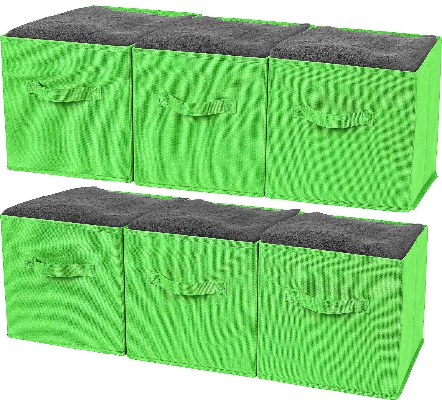 Foldable Storage Cubes, 6 Pcs (Green)  Closet Organizer Storage Basket/Box/Bin