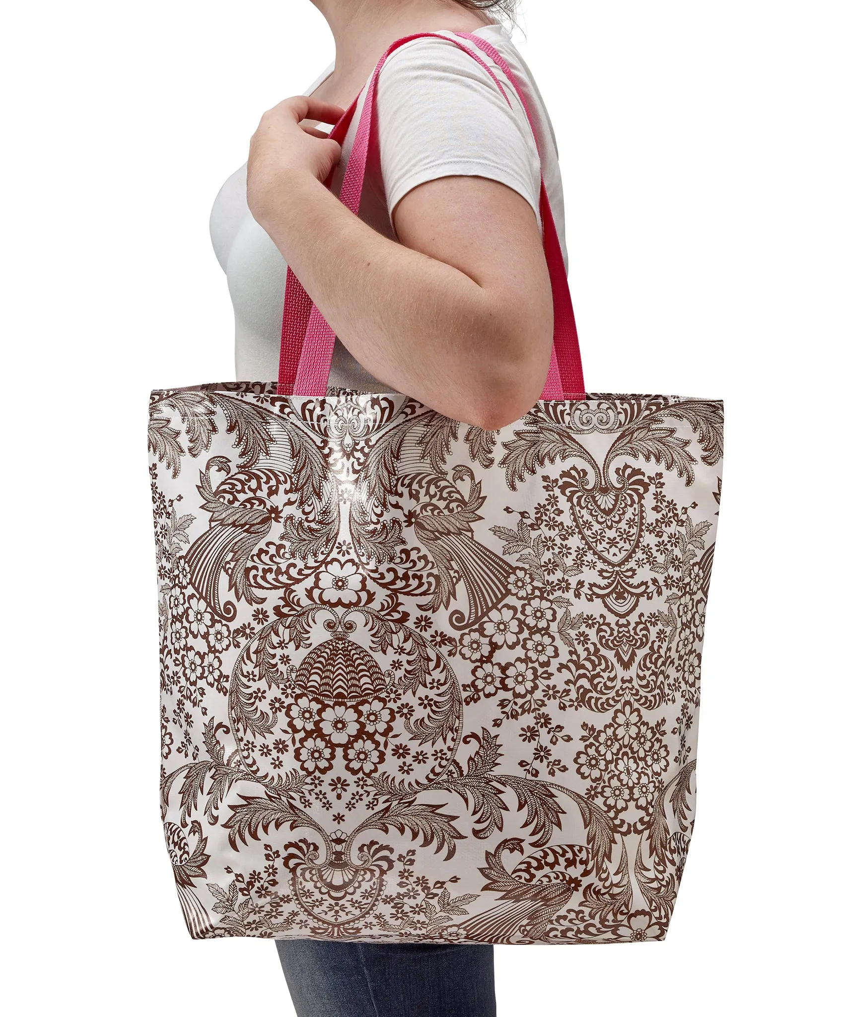 Freckled Sage Oilcloth Market Bags in Toile Brown