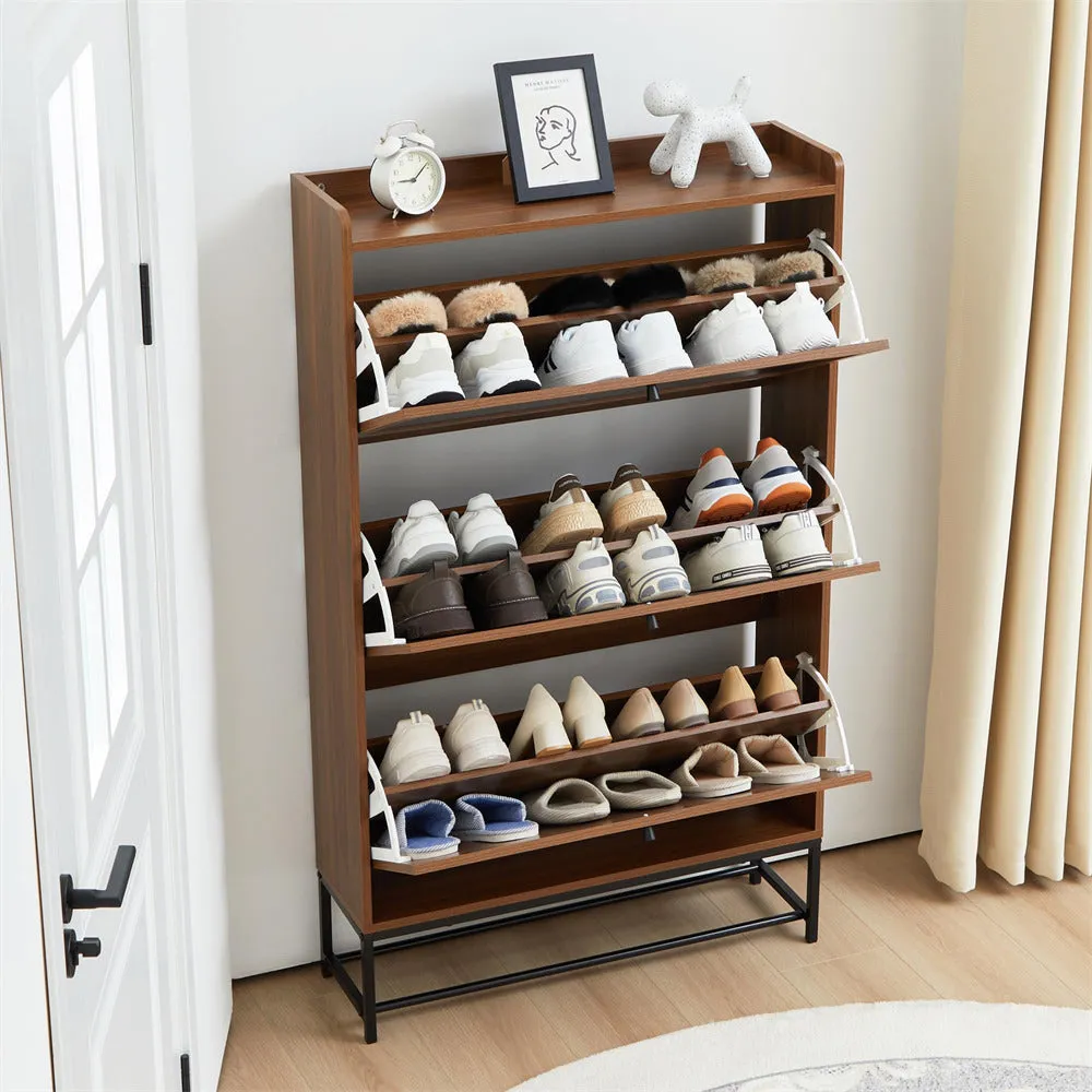 Freestanding Narrow Shoe Cabinet with 3 Flip Drawers and Blackboard