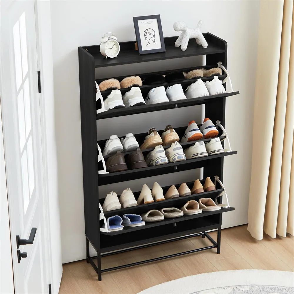 Freestanding Narrow Shoe Cabinet with 3 Flip Drawers and Blackboard