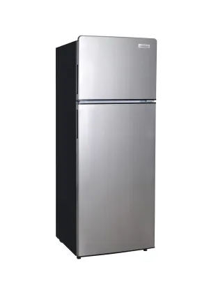 Frigidaire EFR77O6COM, 2 Apartment Size Refrigerator with Freezer, 7.5 cu ft, Adjustable Spill-Proof Shelves, Door & Crisper Bins, Platinum Silver, Garage Ready, Quicksilver