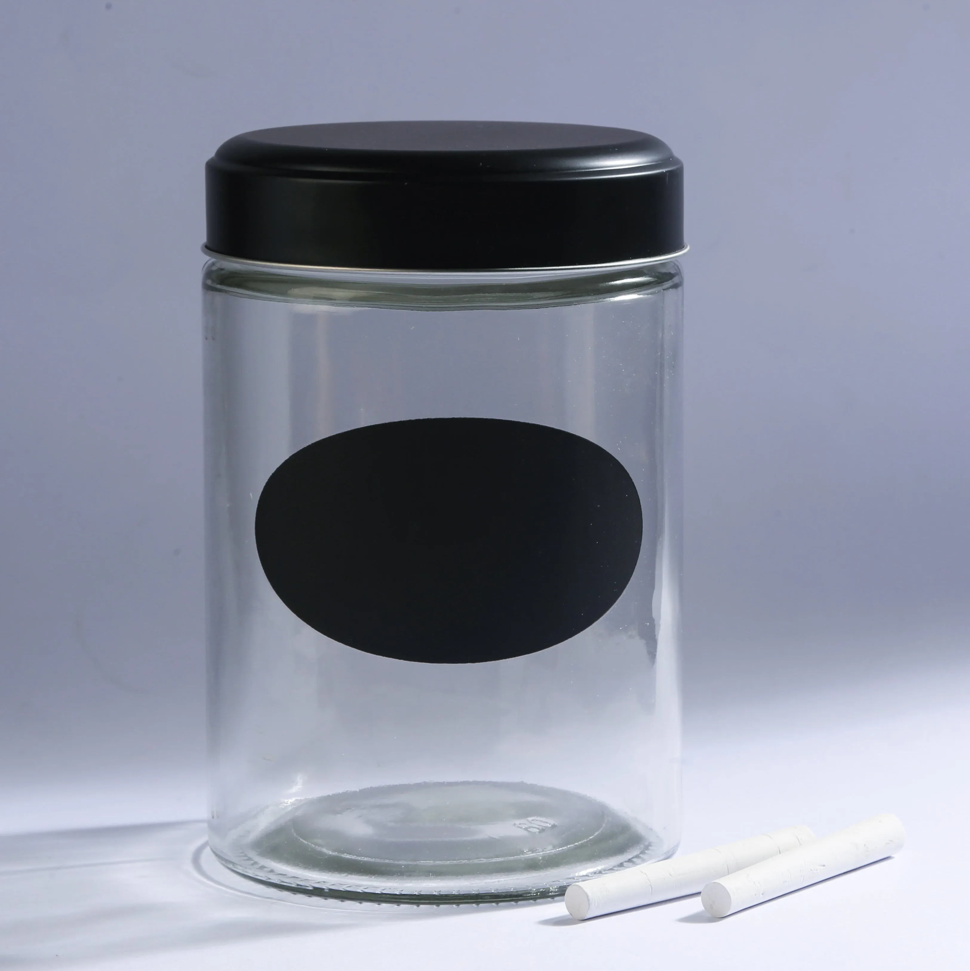 Glass Container With Blackboard Decal