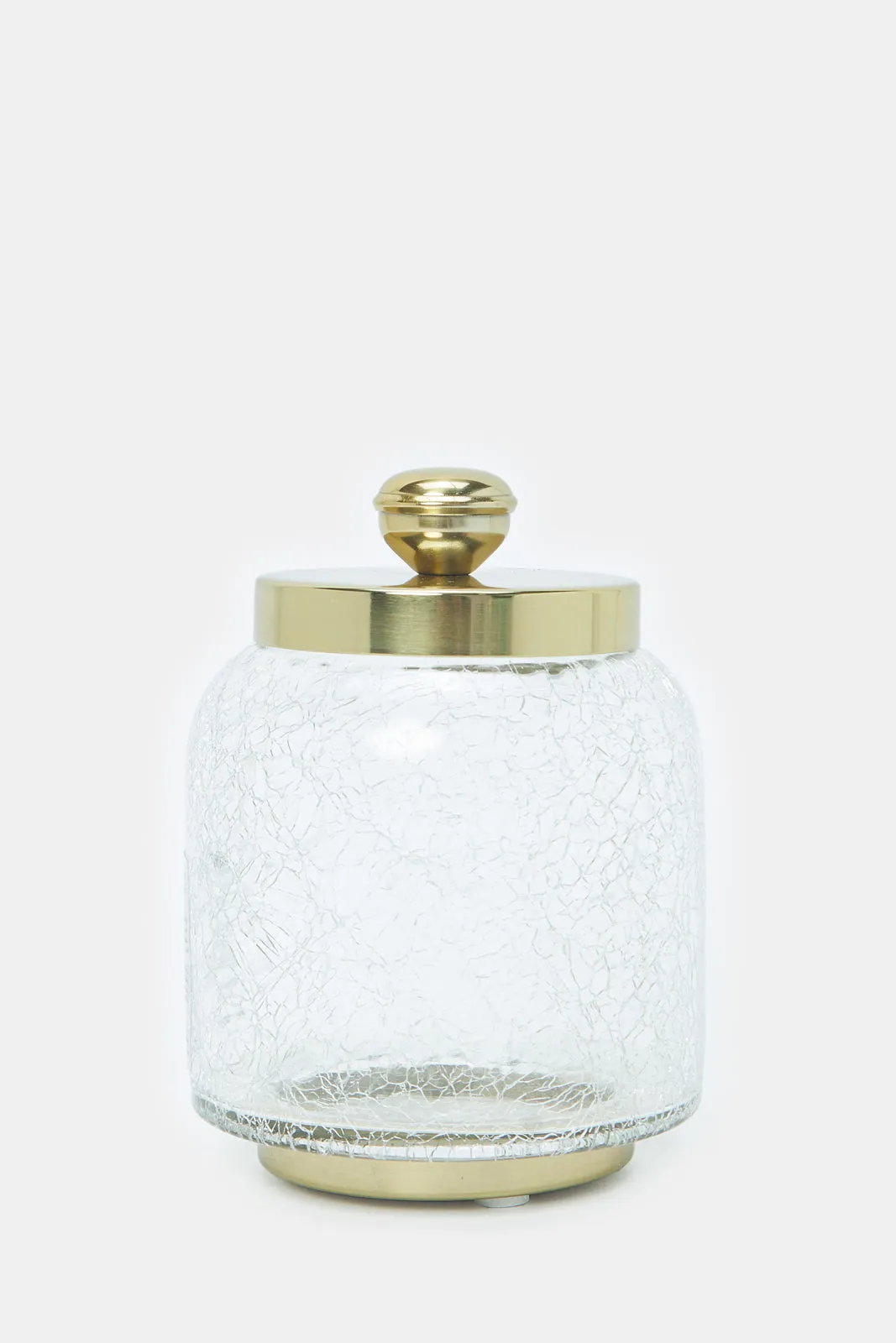 Gold Clara Crackle Glass Cotton Jar