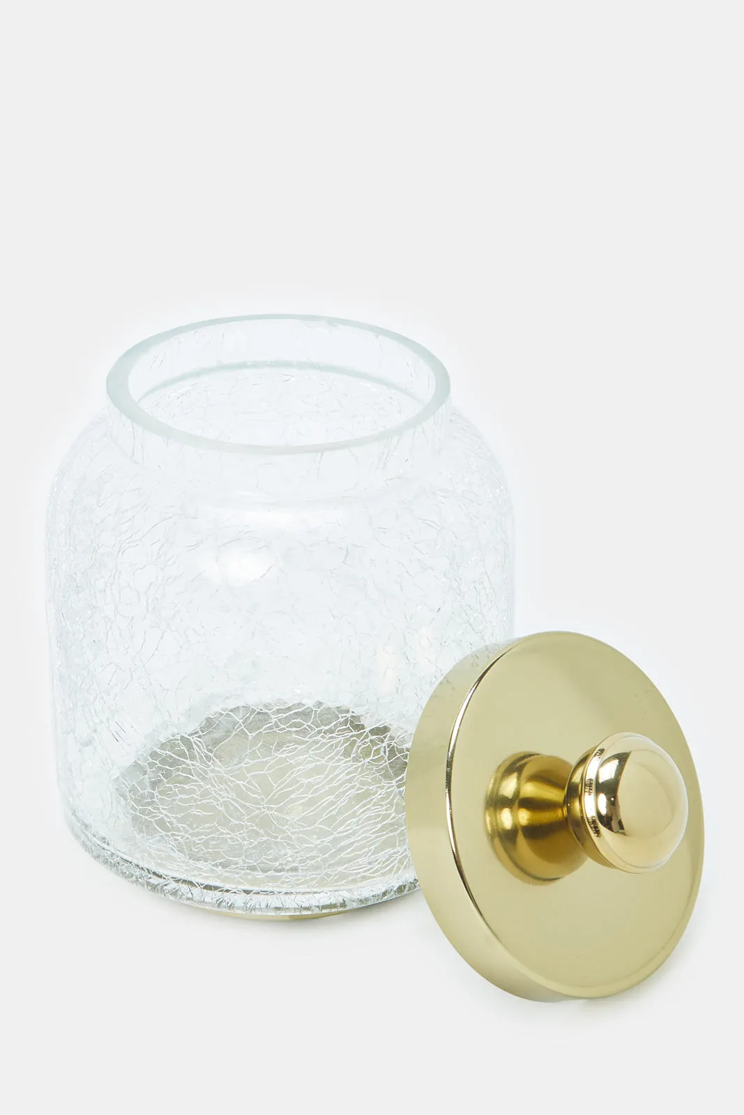 Gold Clara Crackle Glass Cotton Jar