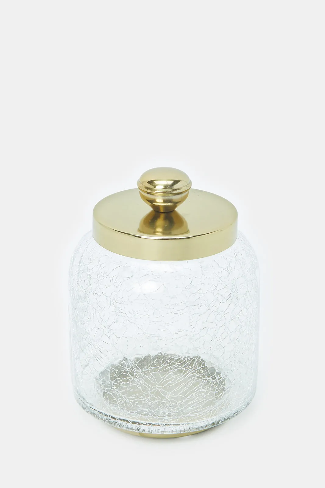 Gold Clara Crackle Glass Cotton Jar