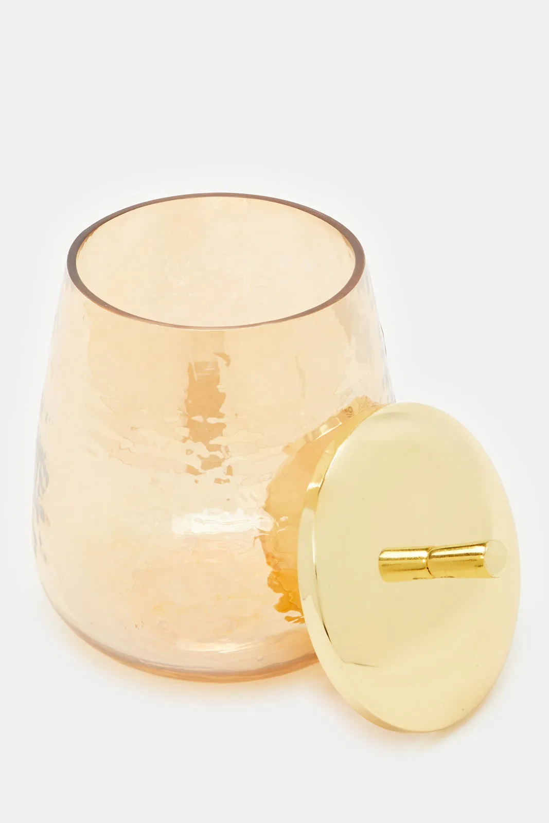 Gold Luster Hammered Glass Cotton Jar